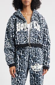 BOYS LIE Once a Cheetah Crop Zip Fleece Hoodie