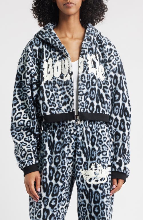 Boys Lie Once A Cheetah Crop Zip Fleece Hoodie In Multi