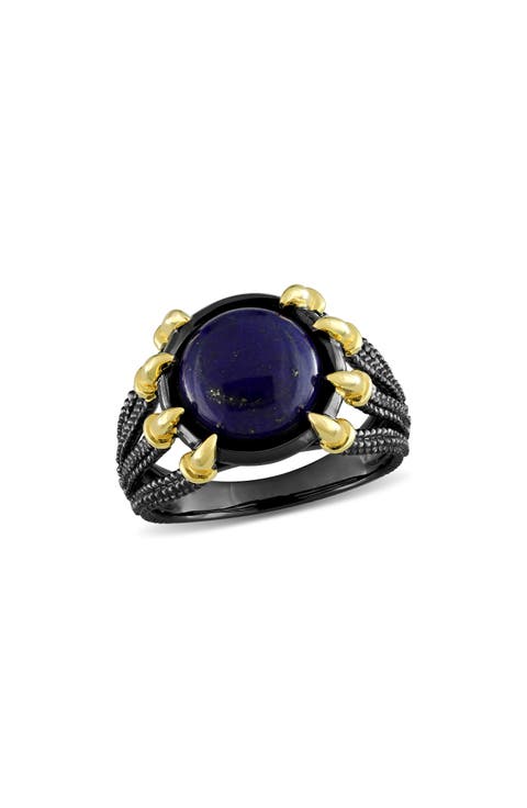 Two-Tone Lapis Lazuli Gothic Ring