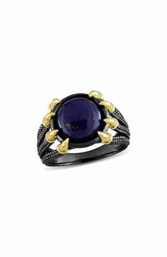 DELMAR Two-Tone Lapis Lazuli Gothic Ring