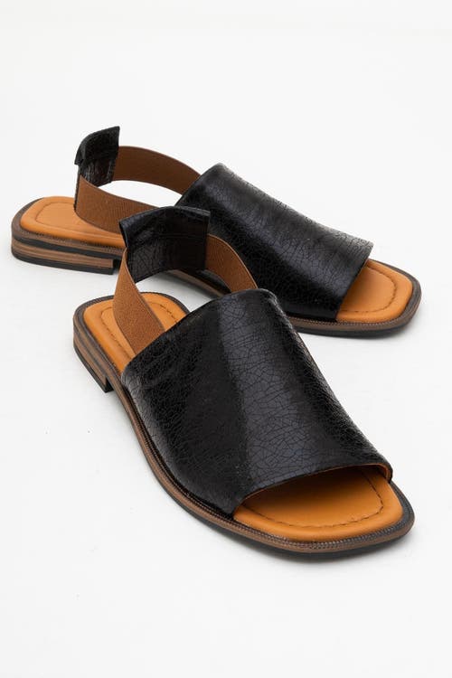 Forever & Always Shoes Fuela Leather Elastic Flat Sandals