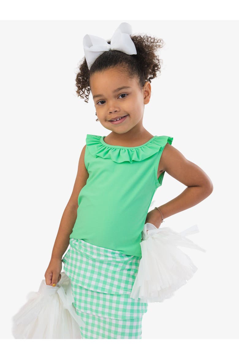 Girls Active Ruffle Tank Top, Alternate, color, Spring Green