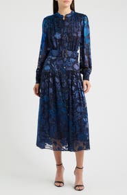 Elie Tahari The Pippa Burnout Floral Long Sleeve Dress