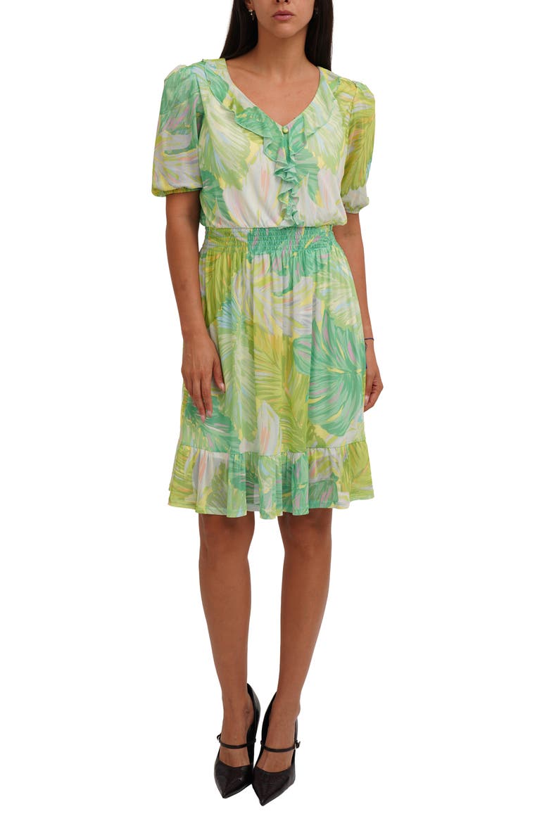 Ruffle Trim Mesh Dress, Main, color, REMI