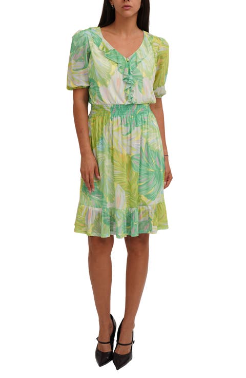 Ruffle Trim Mesh Dress