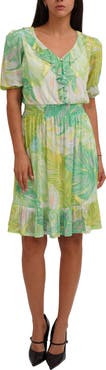SUNNY LEIGH Ruffle Trim Mesh Dress