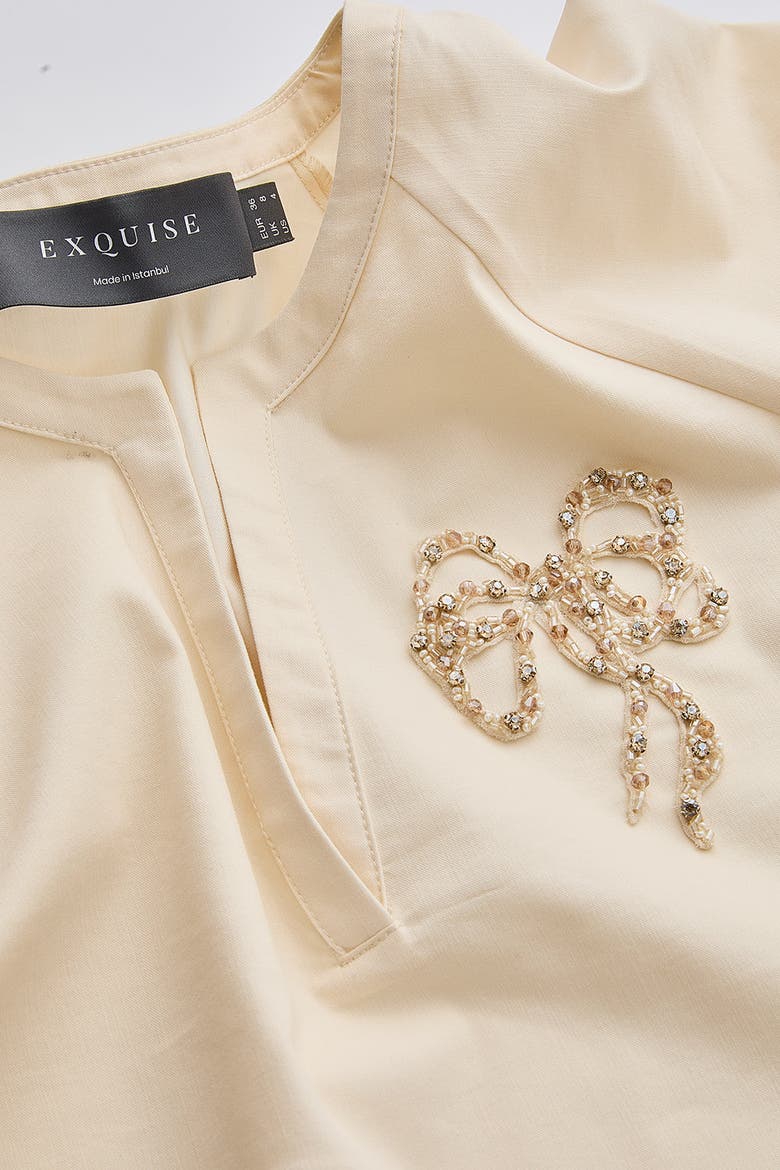 Katharine V Neck Short Sleeve Blouse, Alternate, color, Cream