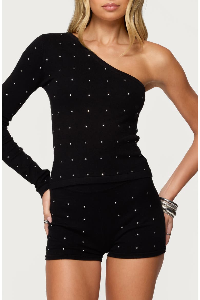 Harley Rhinestone One-Shoulder Top, Main, color, BLACK
