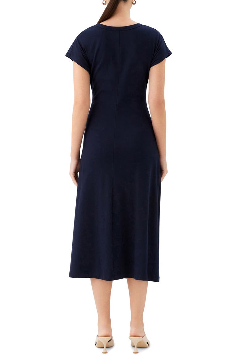 Aveline Side Twist Midi Dress, Alternate, color, NAVY