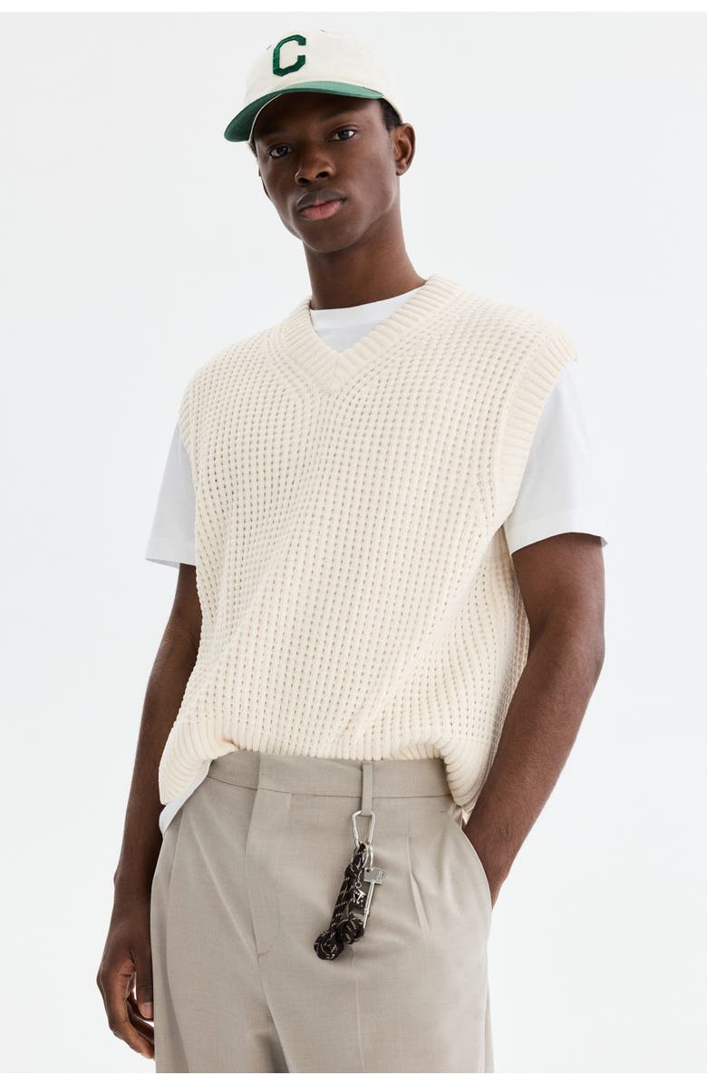 H&M Regular Fit Sweater Vest, Alternate, color, White