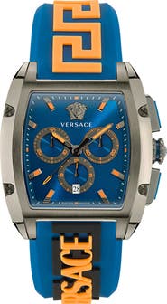 Versace Dominus Chronograph Silicone Strap Watch, 42mm