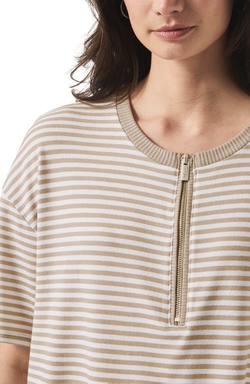 Splendid Brooke Stripe Short Sleeve Half Zip T-shirt