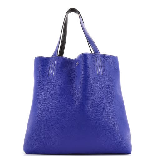 Pre-owned Hermes  Hermes Double Sens Tote Clemence 45 In Blue