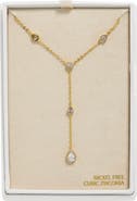 NORDSTROM RACK Bezel Set Cubic Zirconia Station Y-Necklace