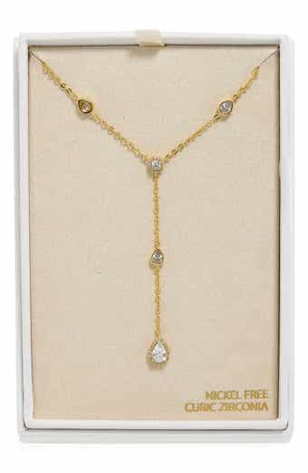 NORDSTROM RACK Bezel Set Cubic Zirconia Station Y-Necklace