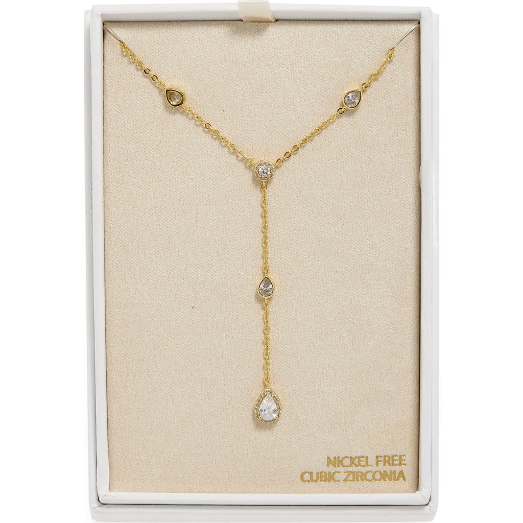 Nordstrom Rack Bezel Set Cubic Zirconia Station Y-necklace In Gold