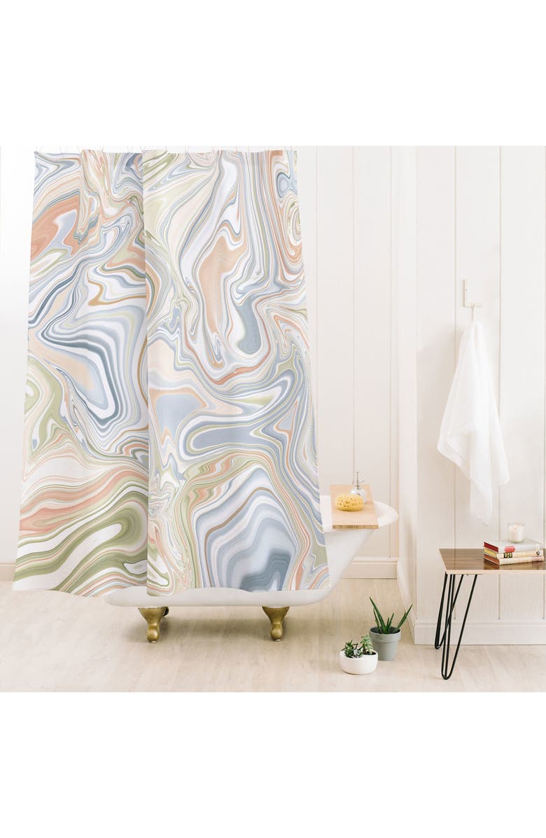 Deny Designs Sway Marble Shower Curtain, Alternate, color, Blue