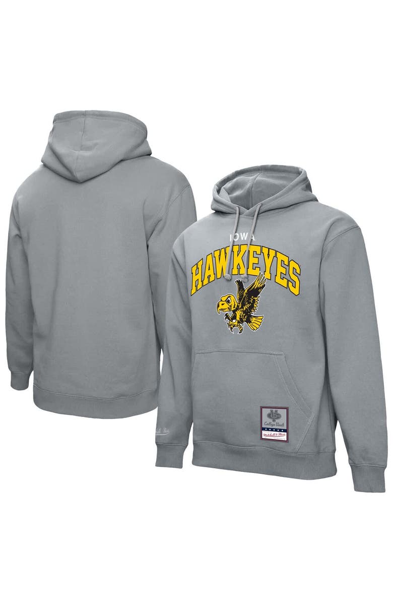 Mitchell & Ness Men's Mitchell & Ness  Heather Gray Iowa Hawkeyes Classic Arch Pullover Hoodie, Main, color, Heather Gray