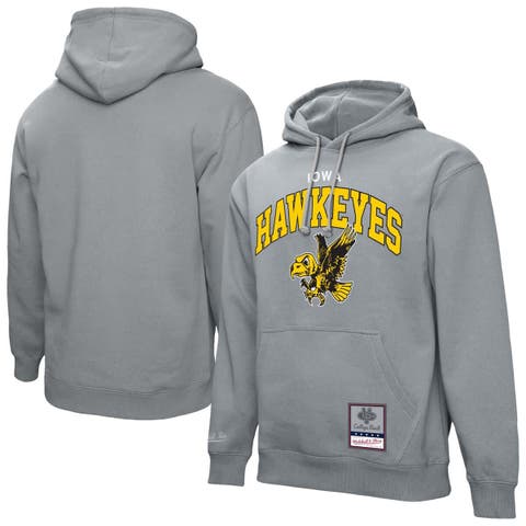 Men's Mitchell & Ness  Heather Gray Iowa Hawkeyes Classic Arch Pullover Hoodie
