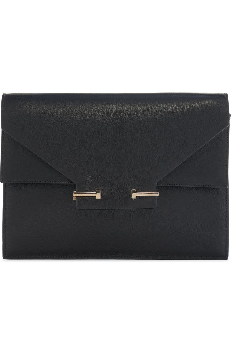 TOM FORD Double T Leather Shoulder Bag, Main, color, Black