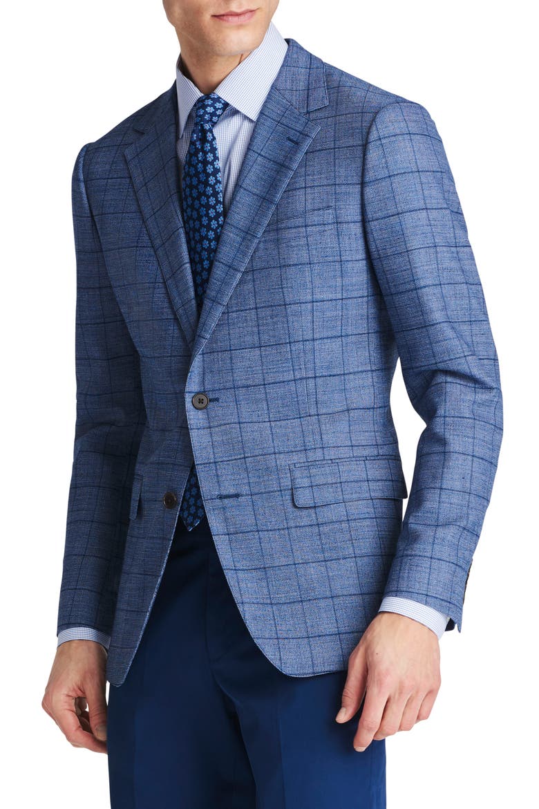 Jetsetter Slim Fit Stretch Wool Blazer, Alternate, color, BLUE WINDOWPANE