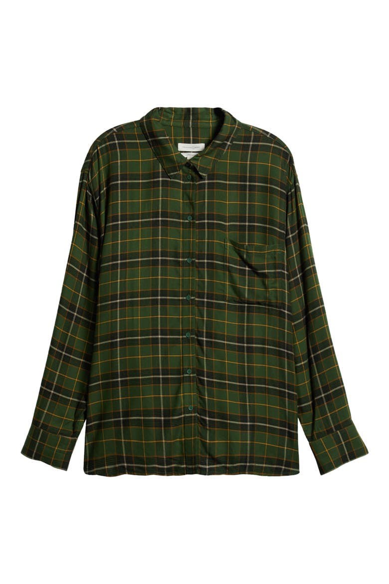 Plaid Boyfriend Shirt, Alternate, color, GREEN- TAN KATIE PLAID
