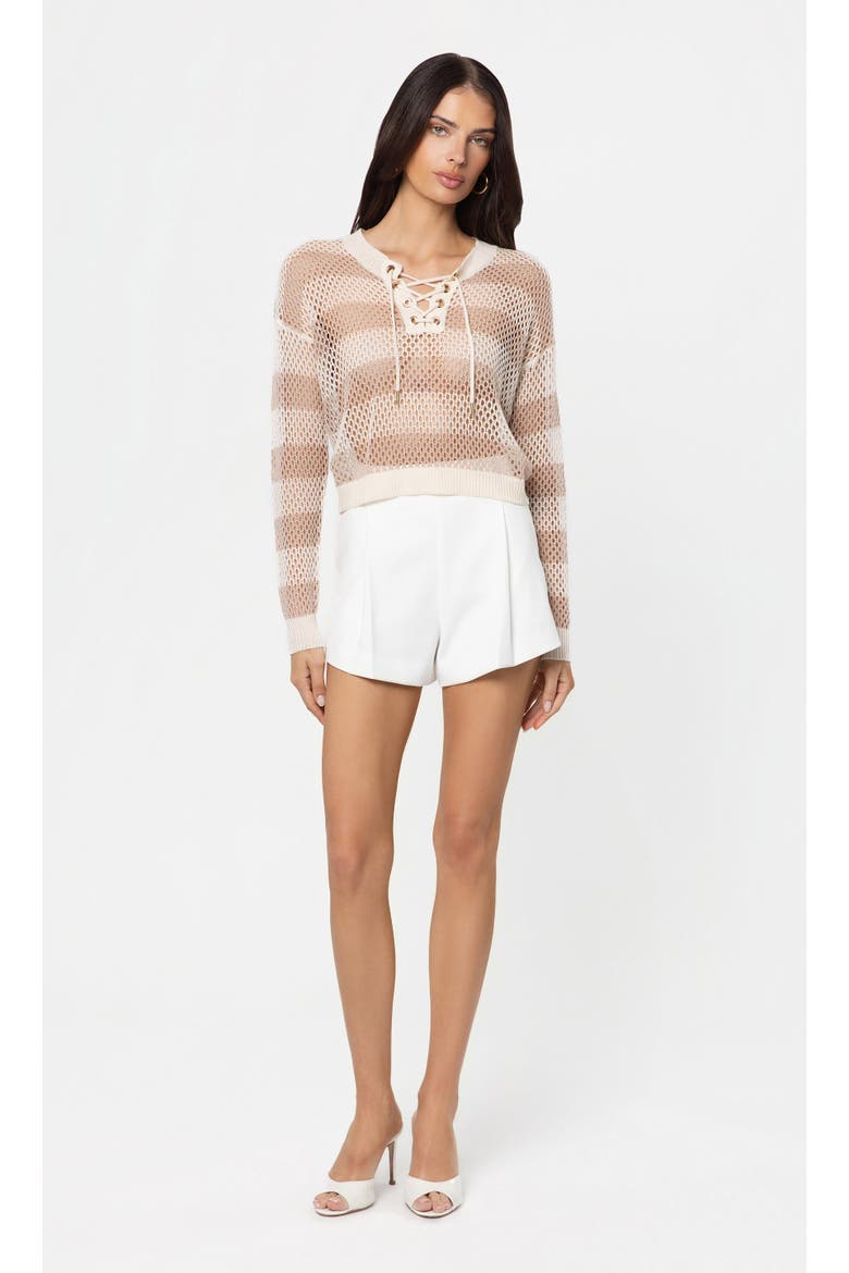 Samantha Stripe Sweater, Alternate, color, Cream/Champagne