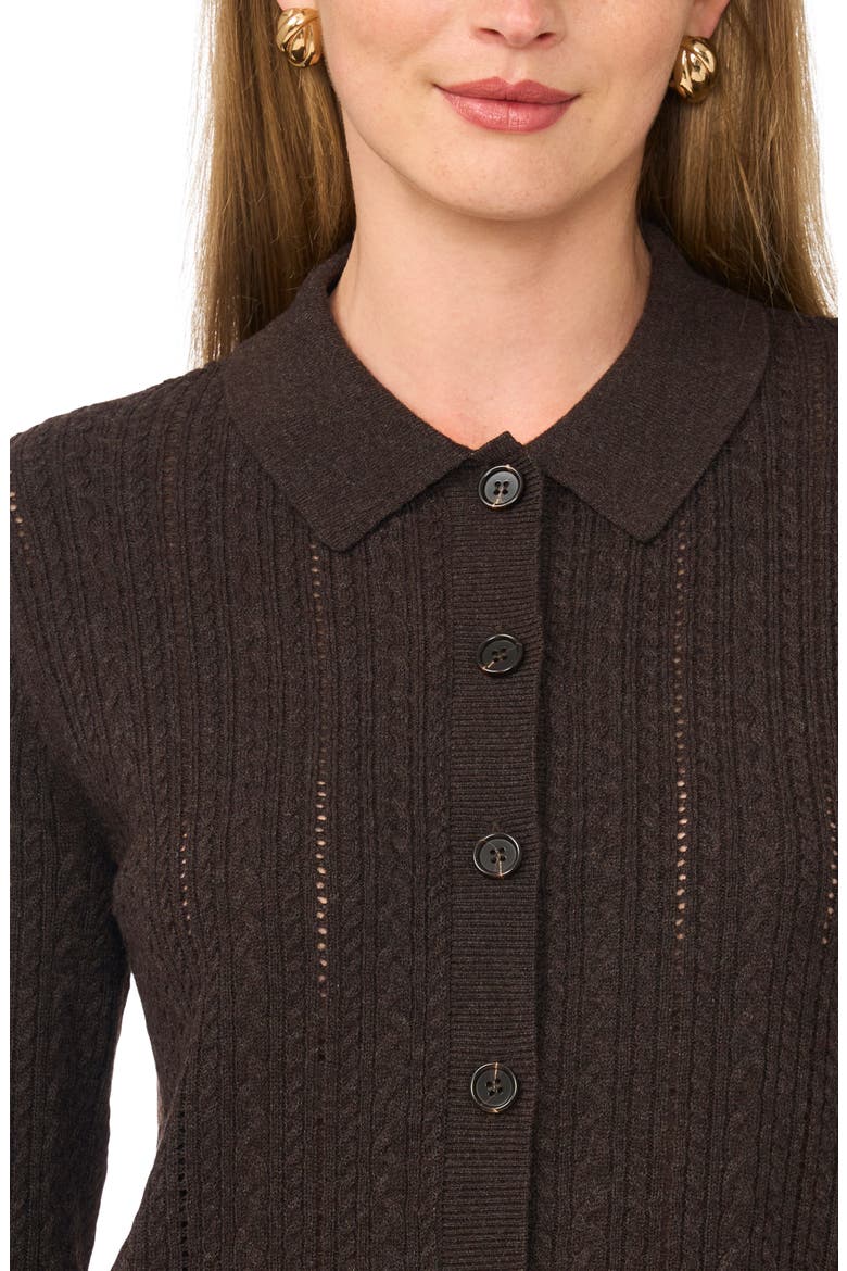 Pointelle Long Sleeve Button Front Sweater, Alternate, color, DELICIOSO