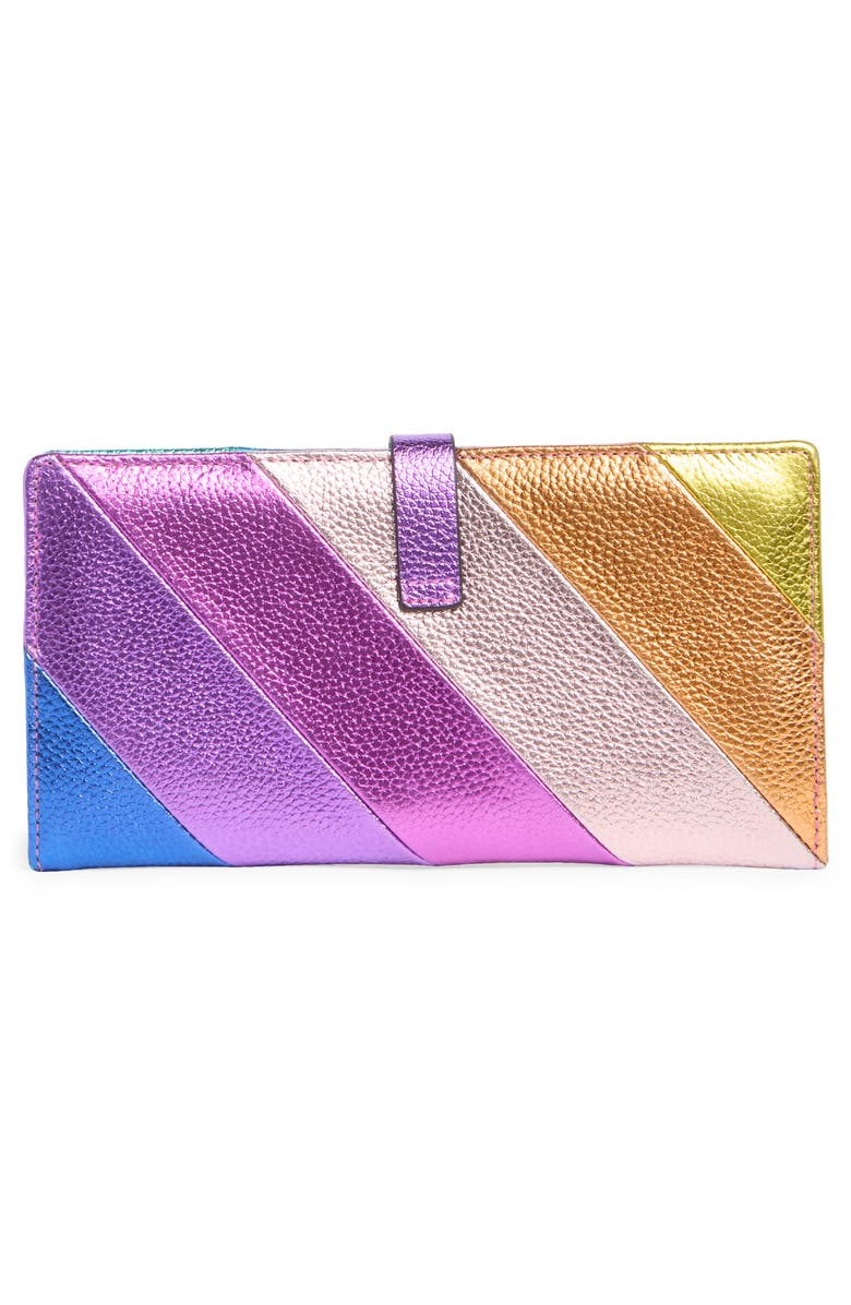 Kurt Geiger London Rainbow Stripe Leather Bifold Wallet, Alternate, color, Purple Multi