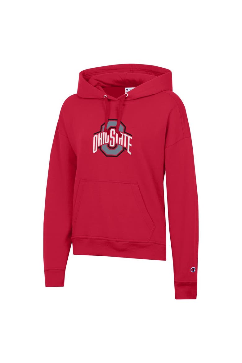 Women's Champion Scarlet Ohio State Buckeyes Powerblend Fleece Pullover Hoodie, Alternate, color, Scarlet