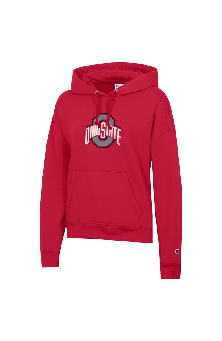 Champion Women's Champion Scarlet Ohio State Buckeyes Powerblend Fleece Pullover Hoodie, Alternate, color, Scarlet