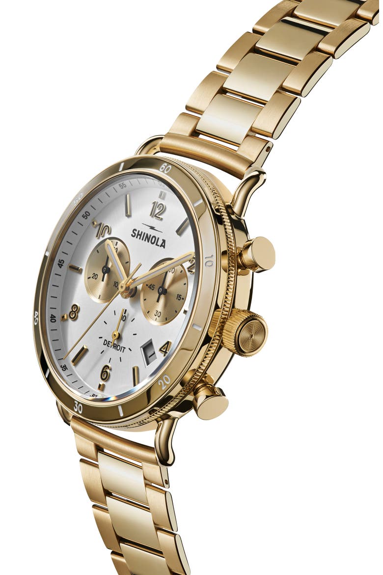 Canfield Sport Chronograph Bracelet Watch, 40mm, Alternate, color, GOLD/WHITE