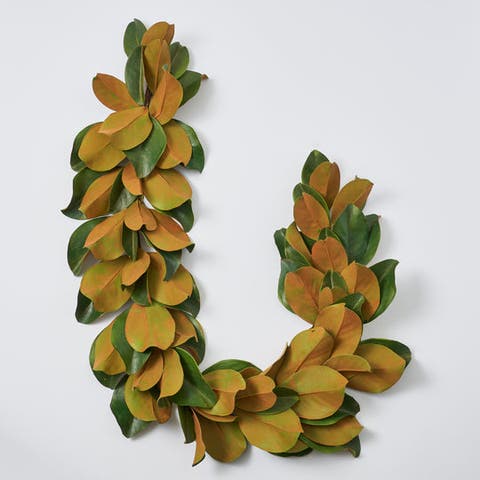 Real Touch Magnolia Leaf All Seasons Outdoor Hanging Front Door Garland