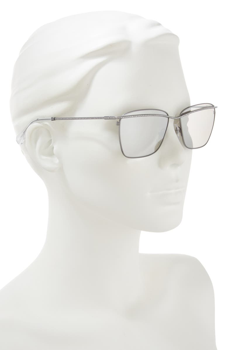 Swarovski 58mm Crystal Rectangular Sunglasses, Alternate, color, Dark Silv