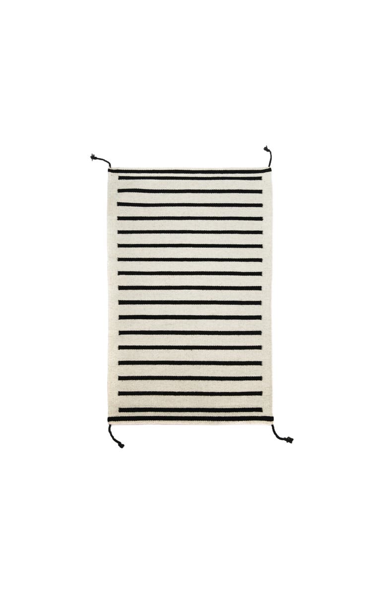 Archive New York Zapotec Striped Handwoven Flatweave Wool Rug, Main, color, Black