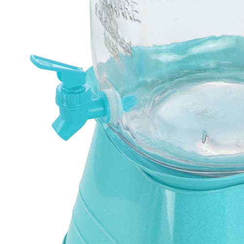 Gibson Home Chiara 2 Gallon Glass Mason Jar Dispenser With Metal Lid And Base In Blue