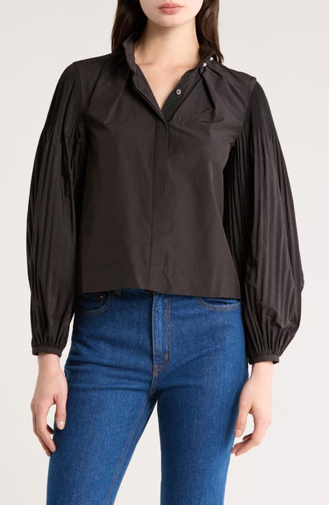 Lupa Pleated Long Sleeve Button-Up Shirt