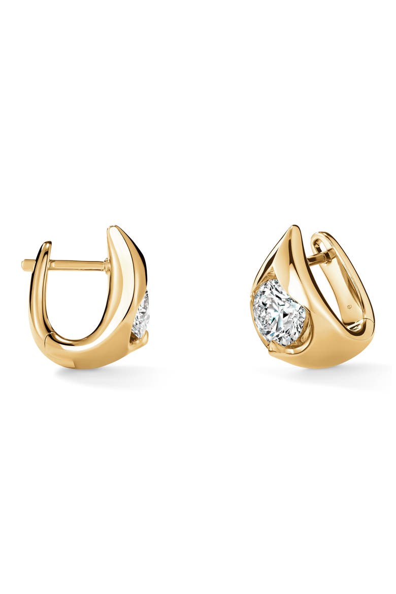 Lu Droplet Huggie Hoop Earrings, Alternate, color, YELLOW GOLD/ DIAMOND
