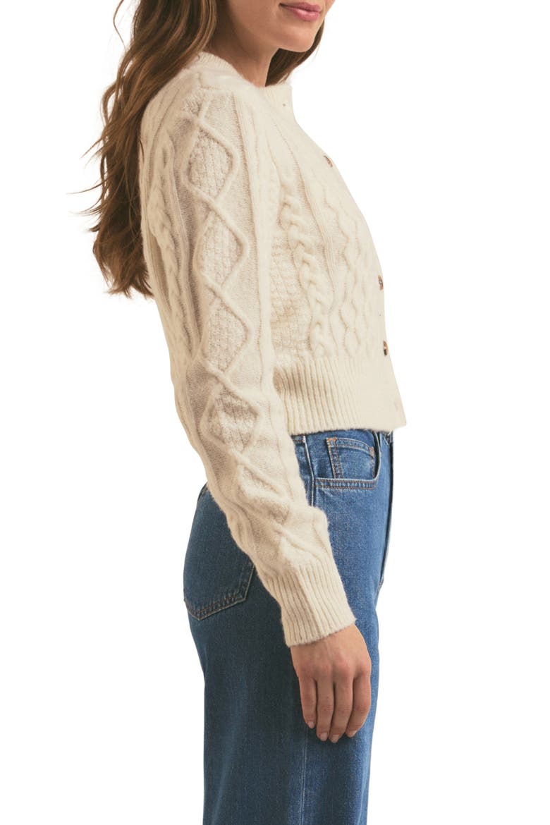 Wool & Cashmere Blend Cable Cardigan, Alternate, color, WHITE FROTH