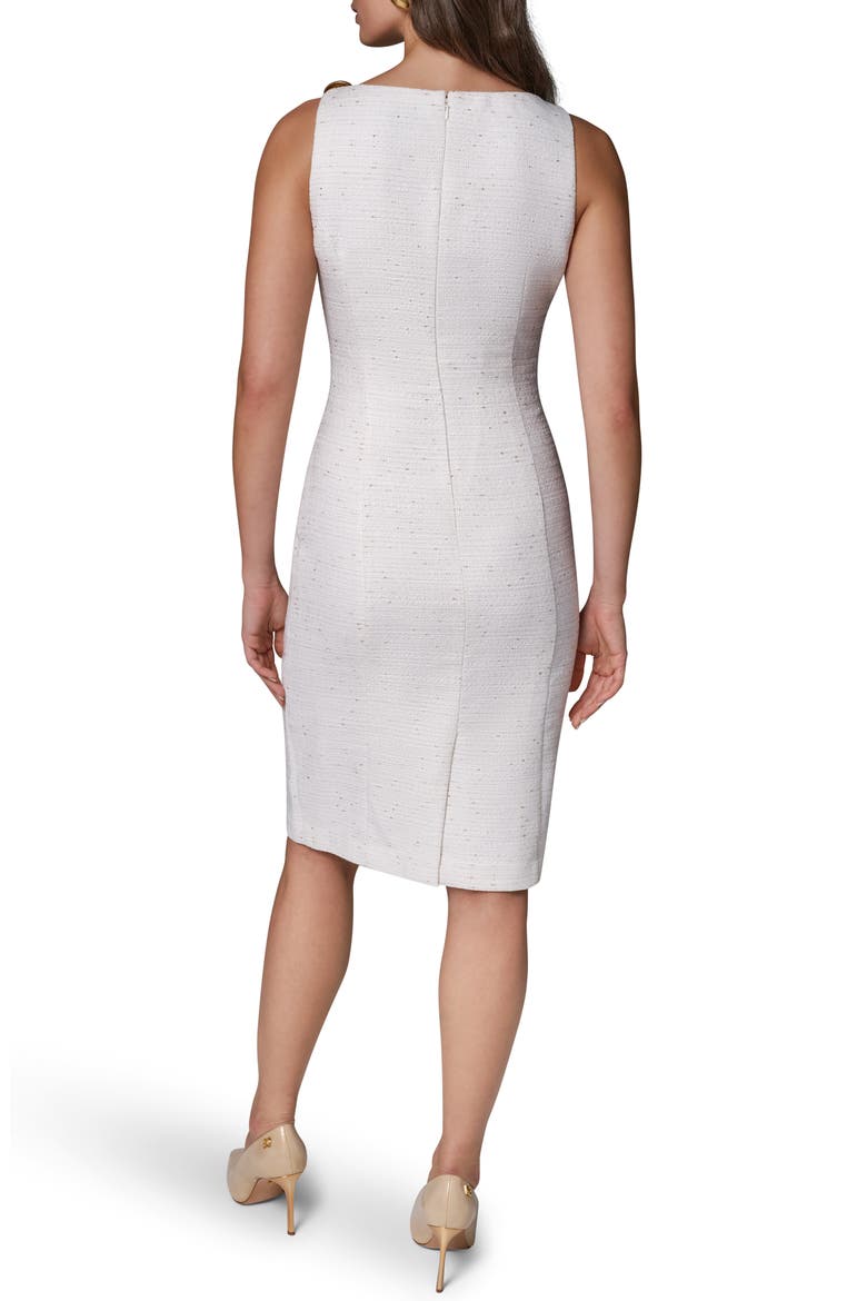 Tweed Sheeth Dress, Alternate, color, CREAM/ GOLD