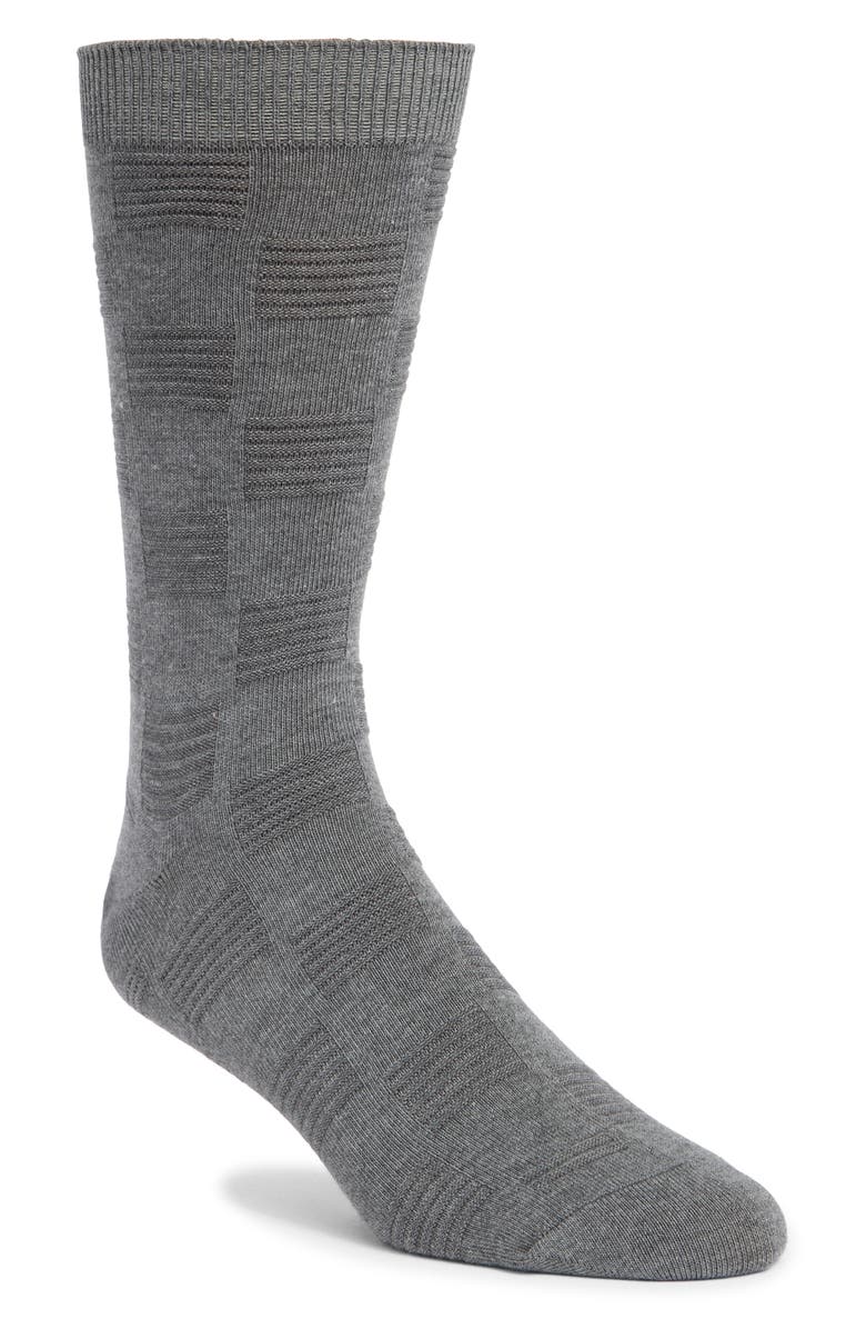 Nordstrom Textured Check Viscose Blend Socks, Main, color, Heather Grey