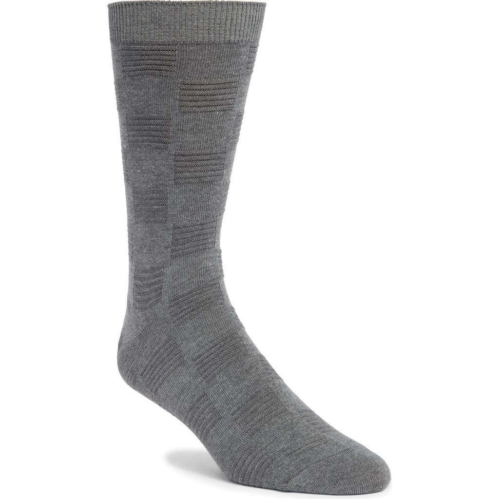 Nordstrom Textured Check Viscose Blend Socks In Heather Grey