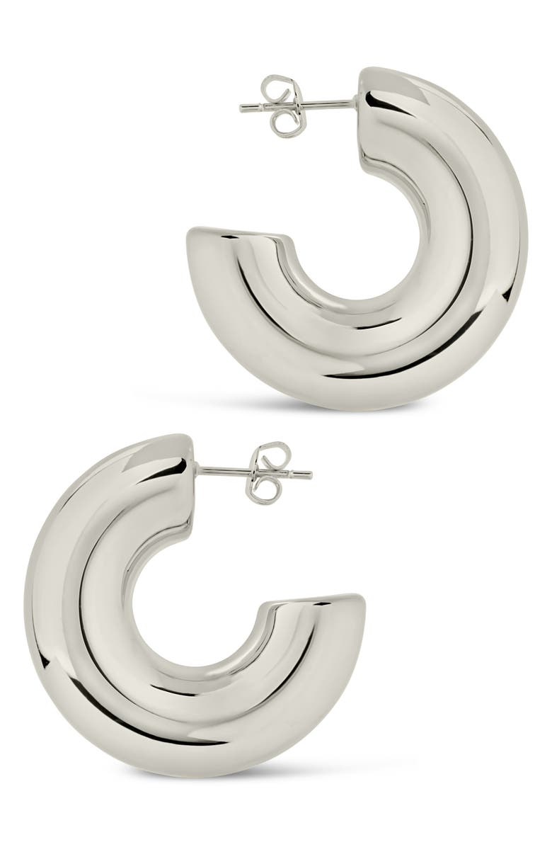 Sterling Forever Wynonna Tube Hoop Earrings, Alternate, color, Silver