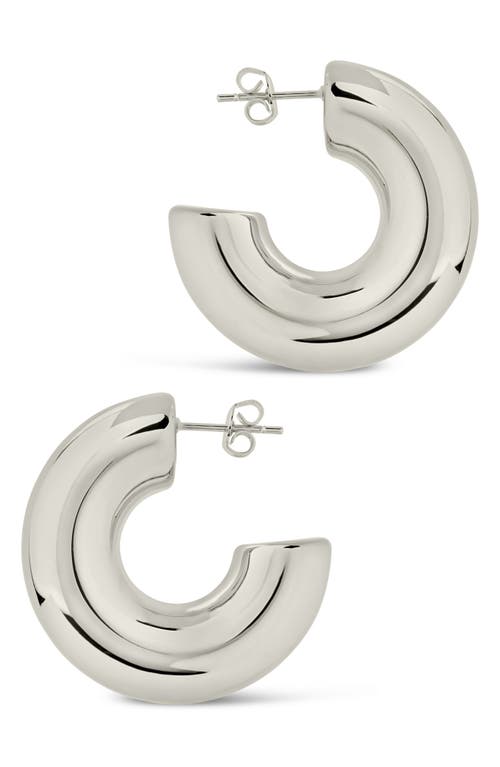 Sterling Forever Wynonna Tube Hoop Earrings In Silver