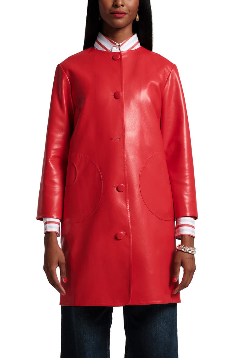 Mod Jacket Faux Leather, Alternate, color, Geranium