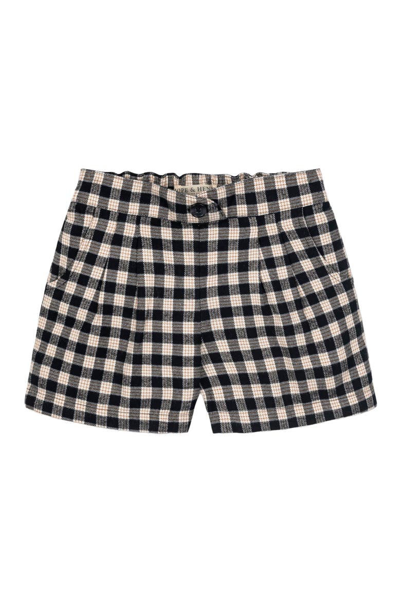 Girls' Organic Pleated Flannel Short, Toddler, Main, color, Black and Ivory Check