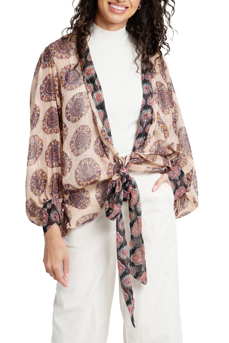 Medallion Print Topper, Main, color, BLACK