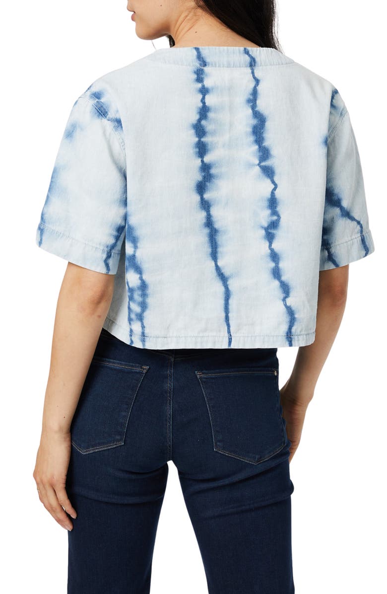 Mavi Jeans Tie Dye Crop Denim Shirt, Alternate, color, Blue