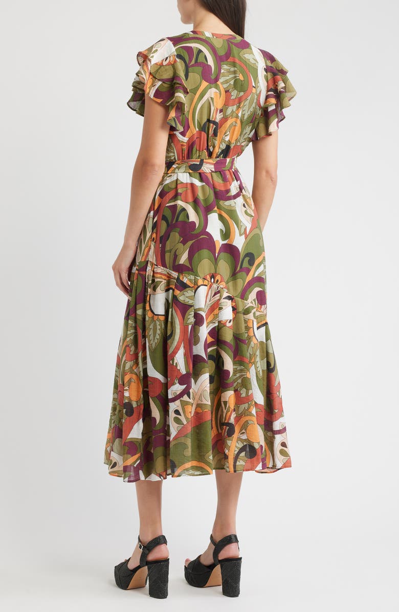 CIEBON Nythia Tie Belt Shirtdress, Alternate, color, Green Multi