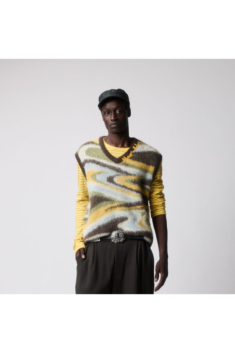Marble Alpaca Vest, Alternate, color, Marbled Green Multicolor